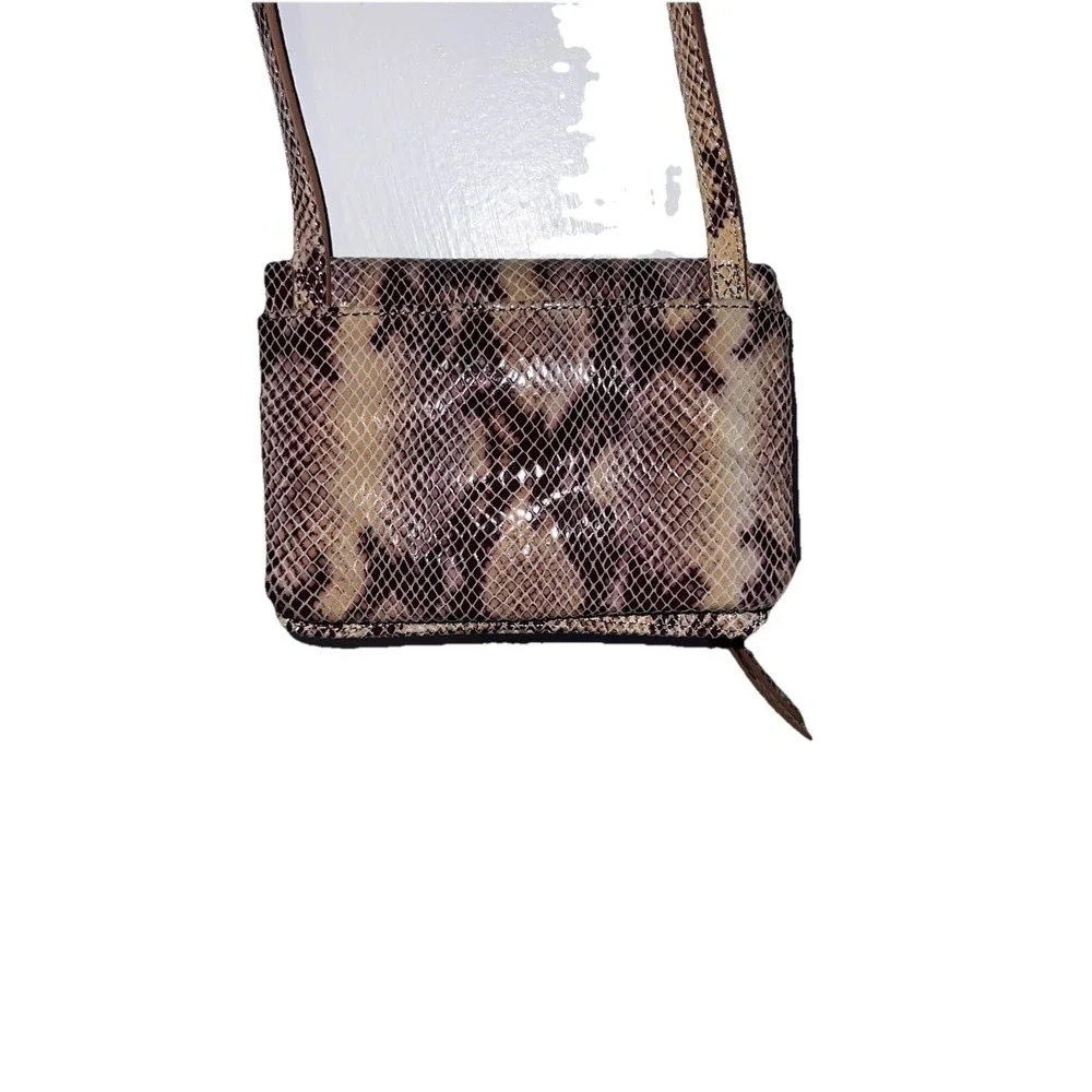 Hobo‎ Leather Sandsnake Crossbody Foldable Magnetic Zip Adjustable Handbag